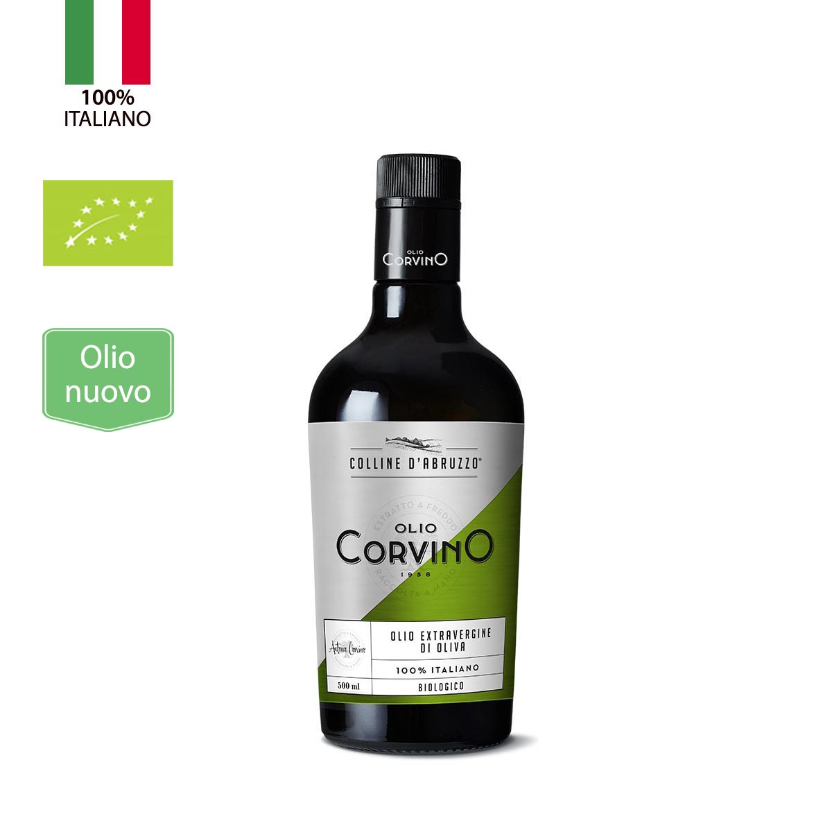 Olio Extravergine Di Oliva Biologico Colline D'Abruzzo Bottiglia 0,5 litro Italiano